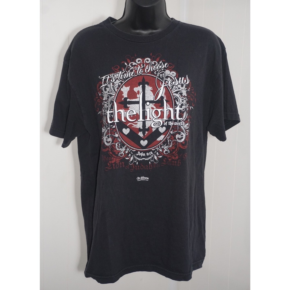 Delta Large Black Cotton Graphic T-Shirt The Light Of The World Jesus